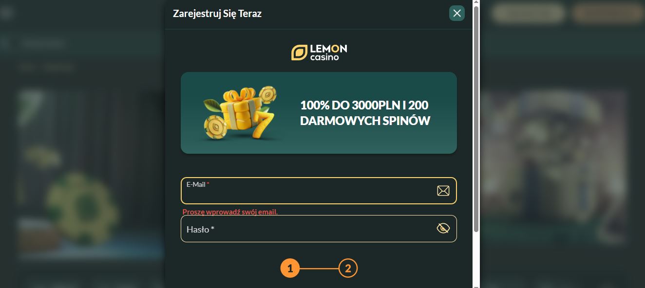 Login to your casino account or sign up via Google